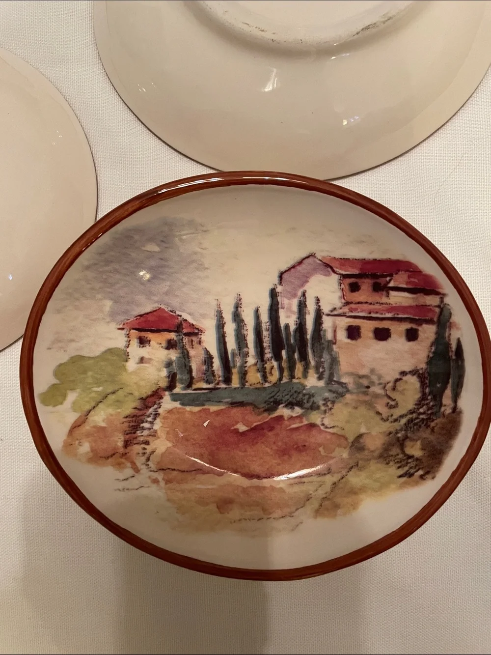 Williams Sonoma Tuscan Landscape Set of (4) Dip Appetizer Dishes 5-1/2” Ceramic